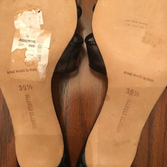 NEW MANOLO BLAHNIK BLACK OPEN TOE HEELS - Picture 3 of 6